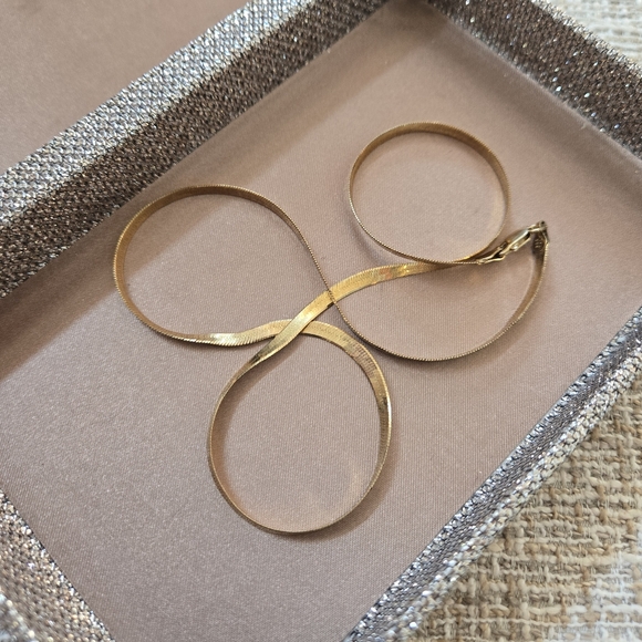 Sterling Silver Gold Vermeil Herringbone Necklace - Picture 2 of 11